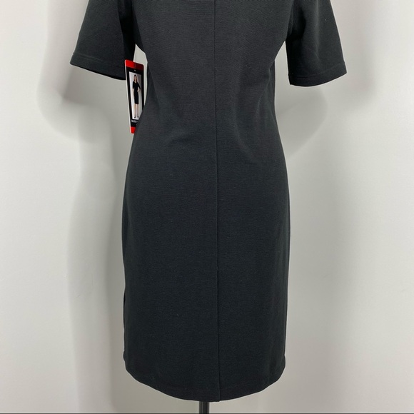 π NWT Womenβs Mario Serrani Italy Black Short Sleeve Ribbed Career Dress Size M - Picture 10 of 10